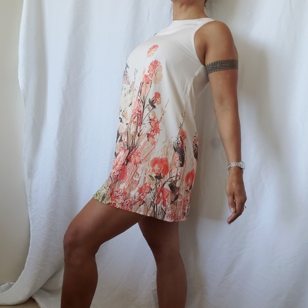 **SOLD**SHEIN Cream, peach floral A-line dress - Picture 5 of 5